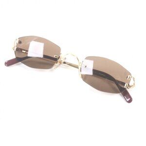 Cartier Rimless Two Point 135 Sunglasses Eyewear Gold Bordeaux 22
